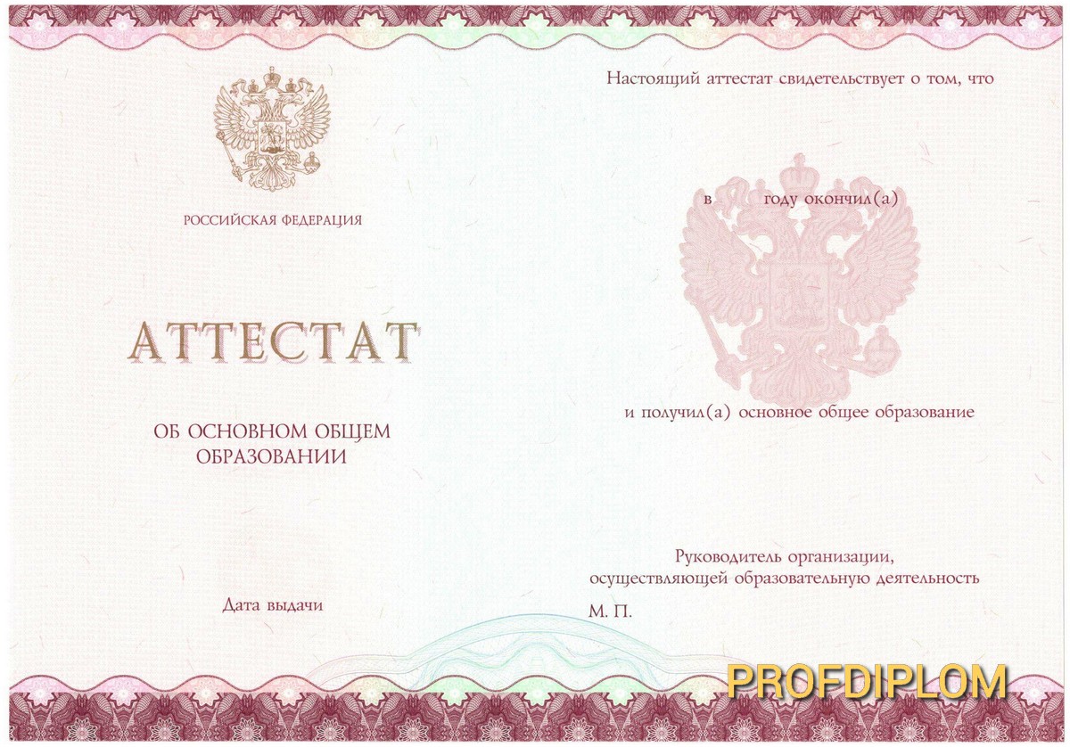 Аттестат 9 класс 2014-2021 купить